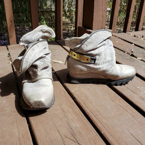 AS98 white leather ankle boots bootie 36 EU 6 US